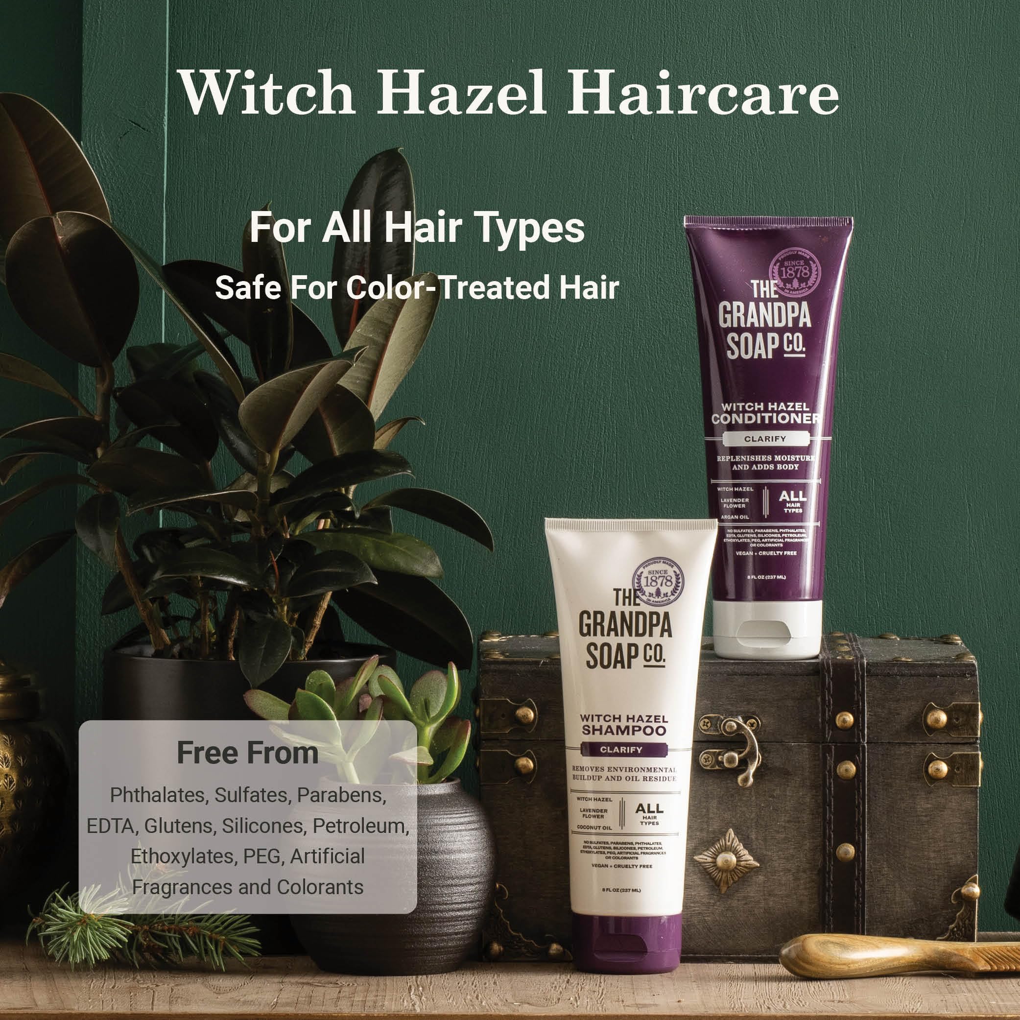 The Grandpa Soap Company Witch Hazel Shampoo vegano y libre de crueldad, apto para uso diario.