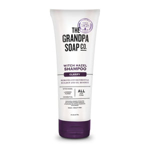 The Grandpa Soap Company Witch Hazel Shampoo en bote limpia suavemente y cuida todo tipo de cabello.