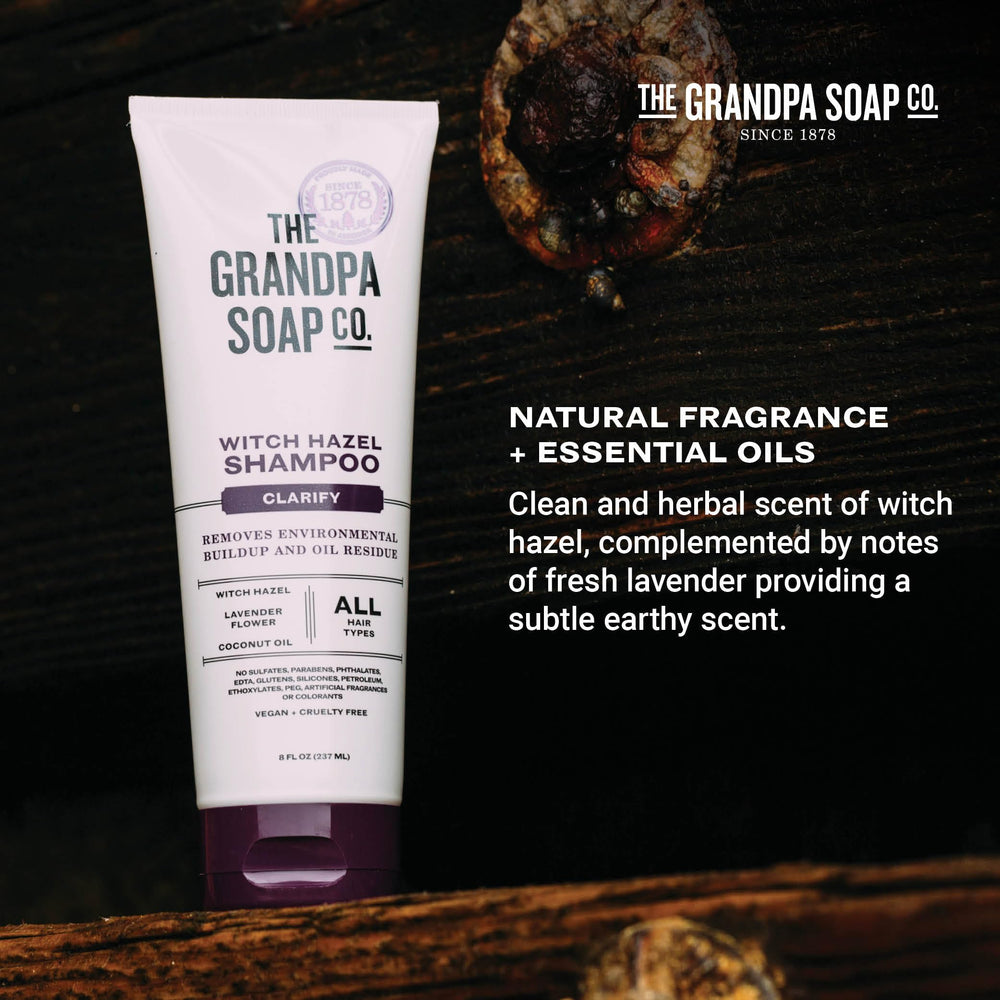 The Grandpa Soap Company Witch Hazel Shampoo envase reciclado y fabricación en EE. UU.