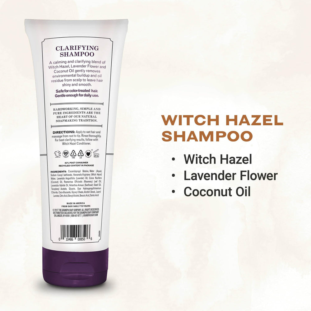 The Grandpa Soap Company Witch Hazel Shampoo con lavanda y coco aporta aroma suave y revitalizante.