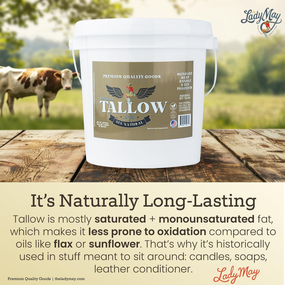 Grasa de vaca sin olor Lady May Tallow, ideal para formulaciones neutras.