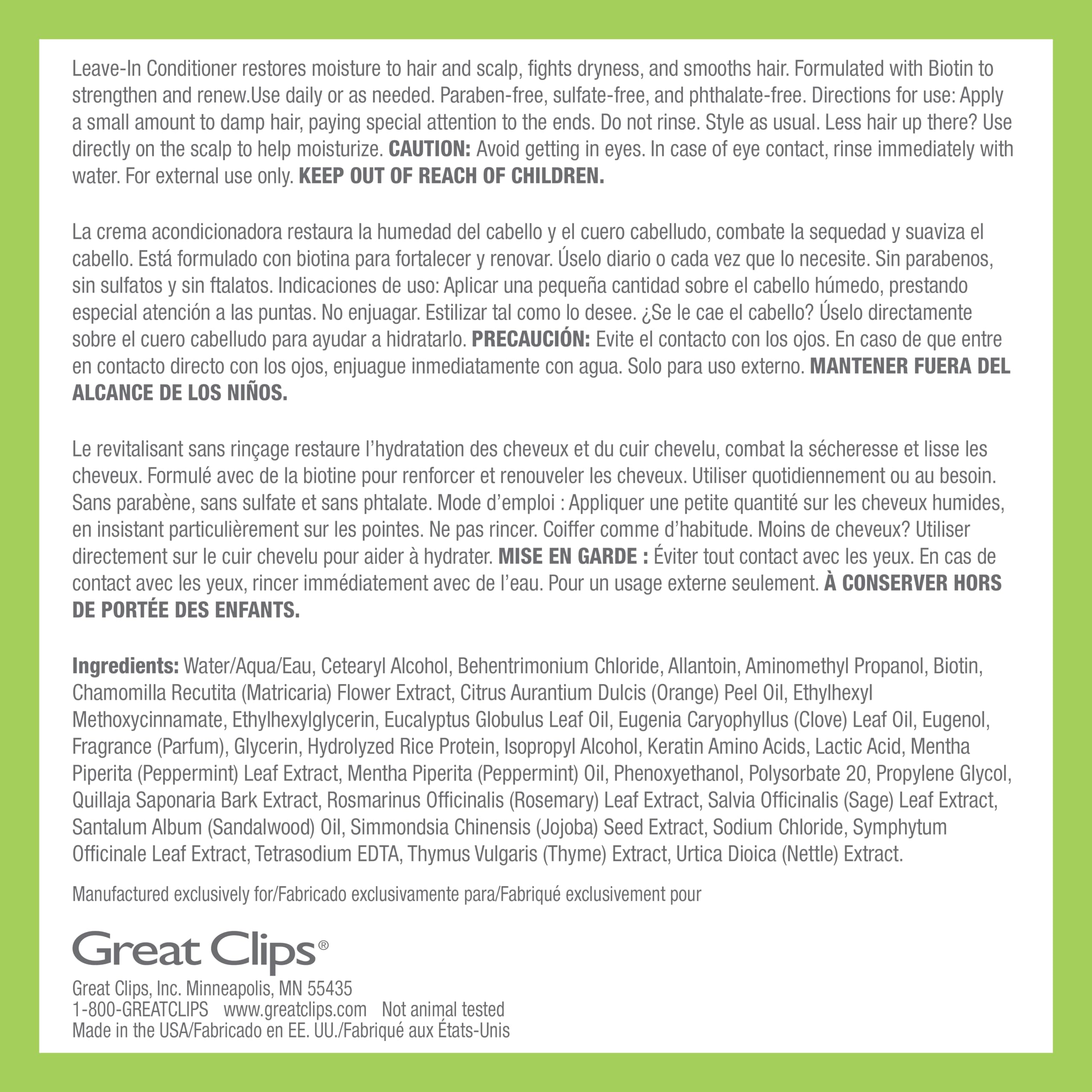 Great Clips Latitude aplicación sin enjuague facilita el peinado diario.