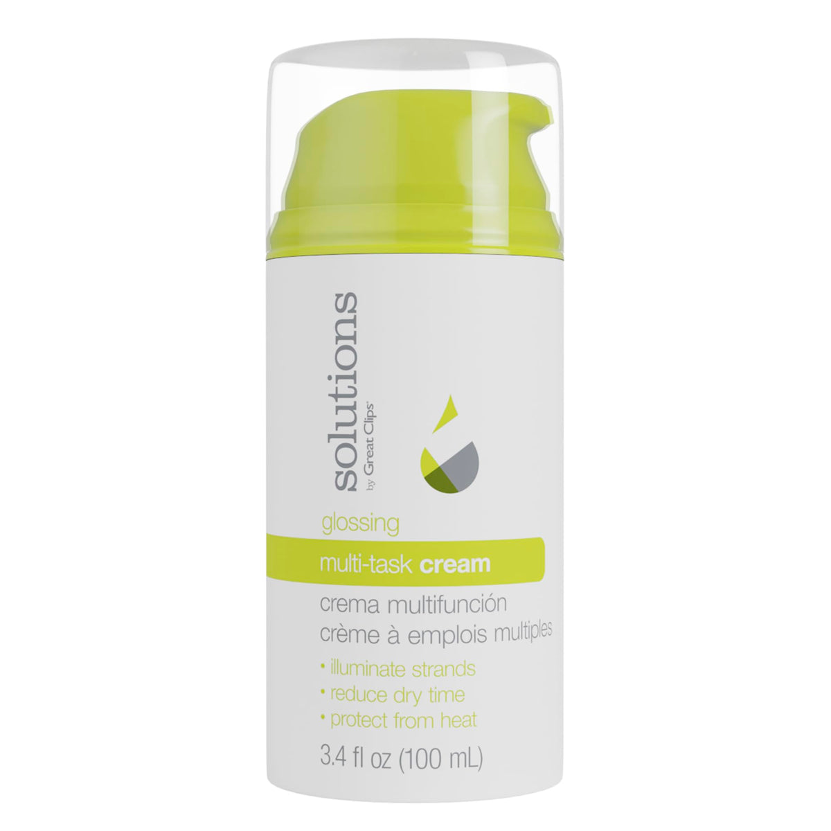 GREAT CLIPS Solutions Glossing Multi-Task Cream controla el frizz para un cabello suave.