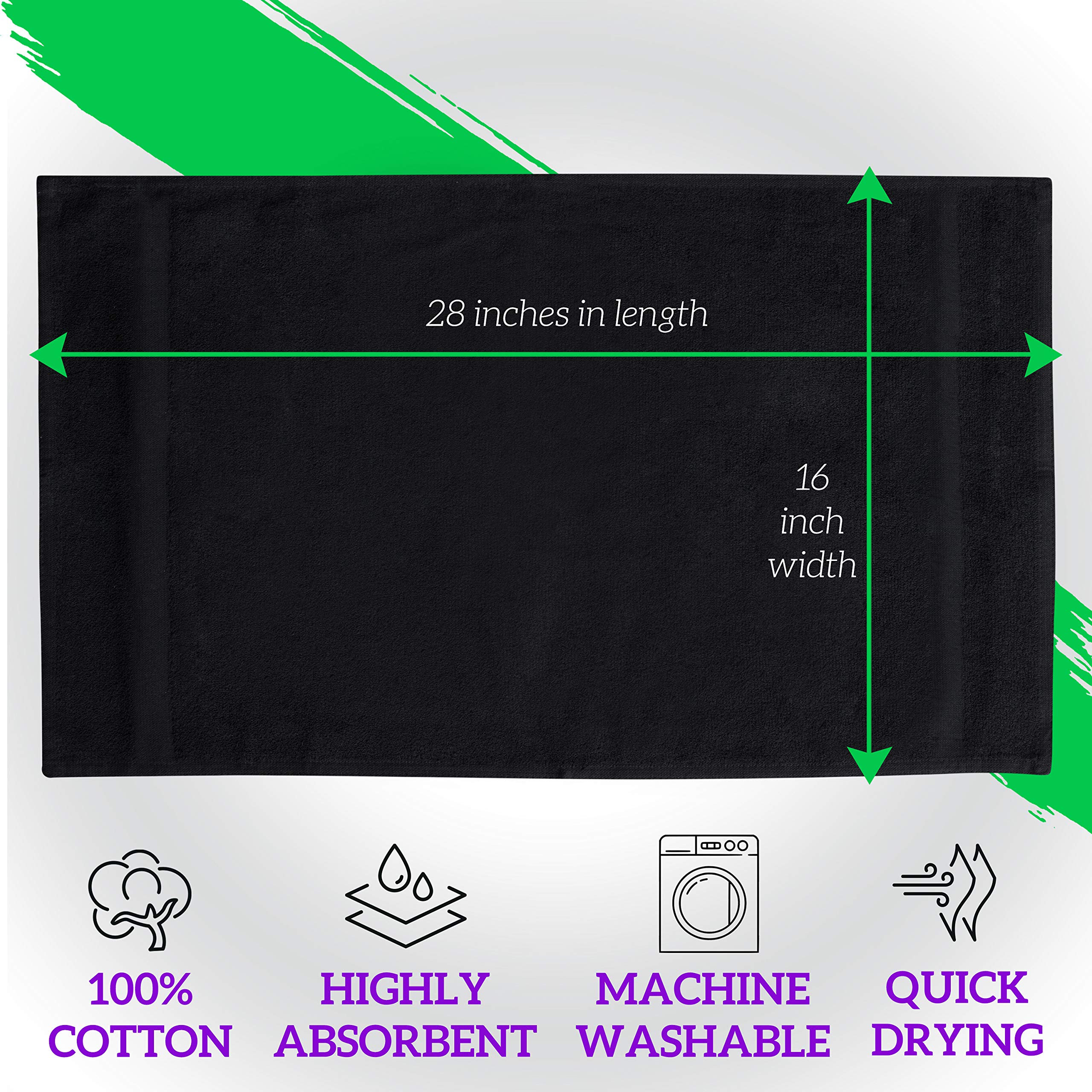 Toallas GREEN LIFESTYLE negras, suaves y absorbentes para gimnasio.