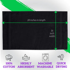 Toallas GREEN LIFESTYLE negras, suaves y absorbentes para gimnasio.