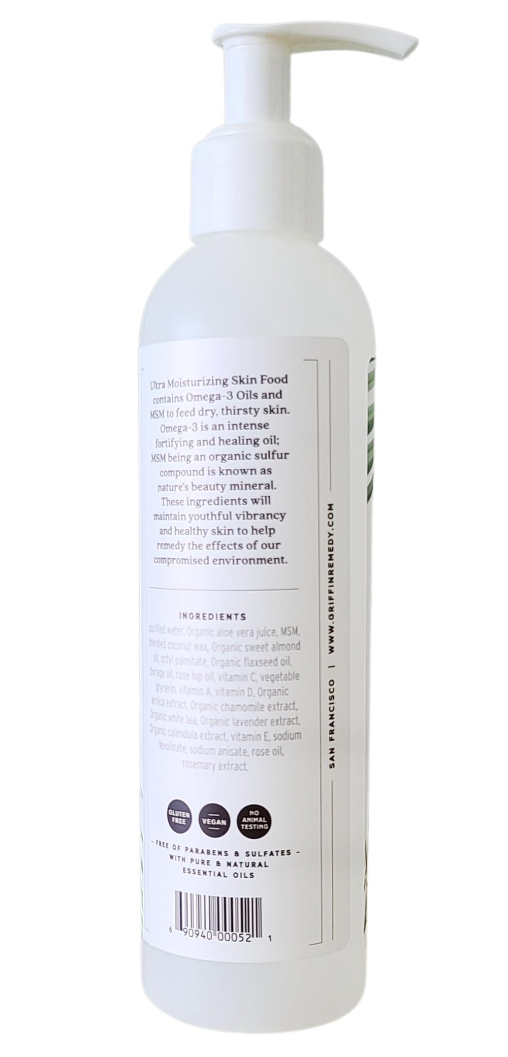 Griffin Remedy loción de absorción rápida Omega-3 para piel suave