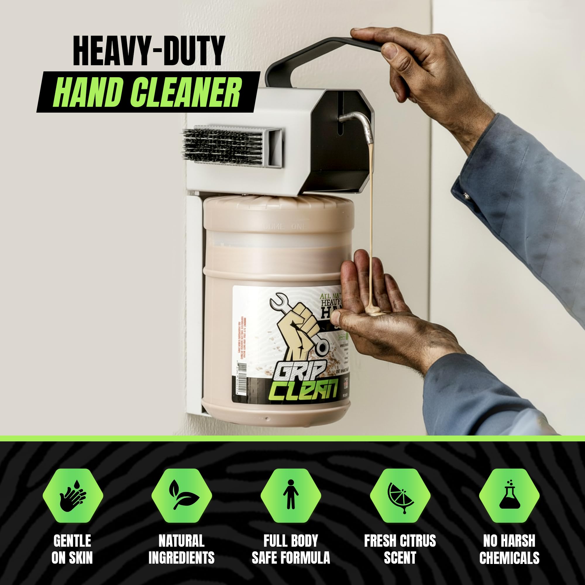 Grip Clean manos limpias tras duro trabajo en taller