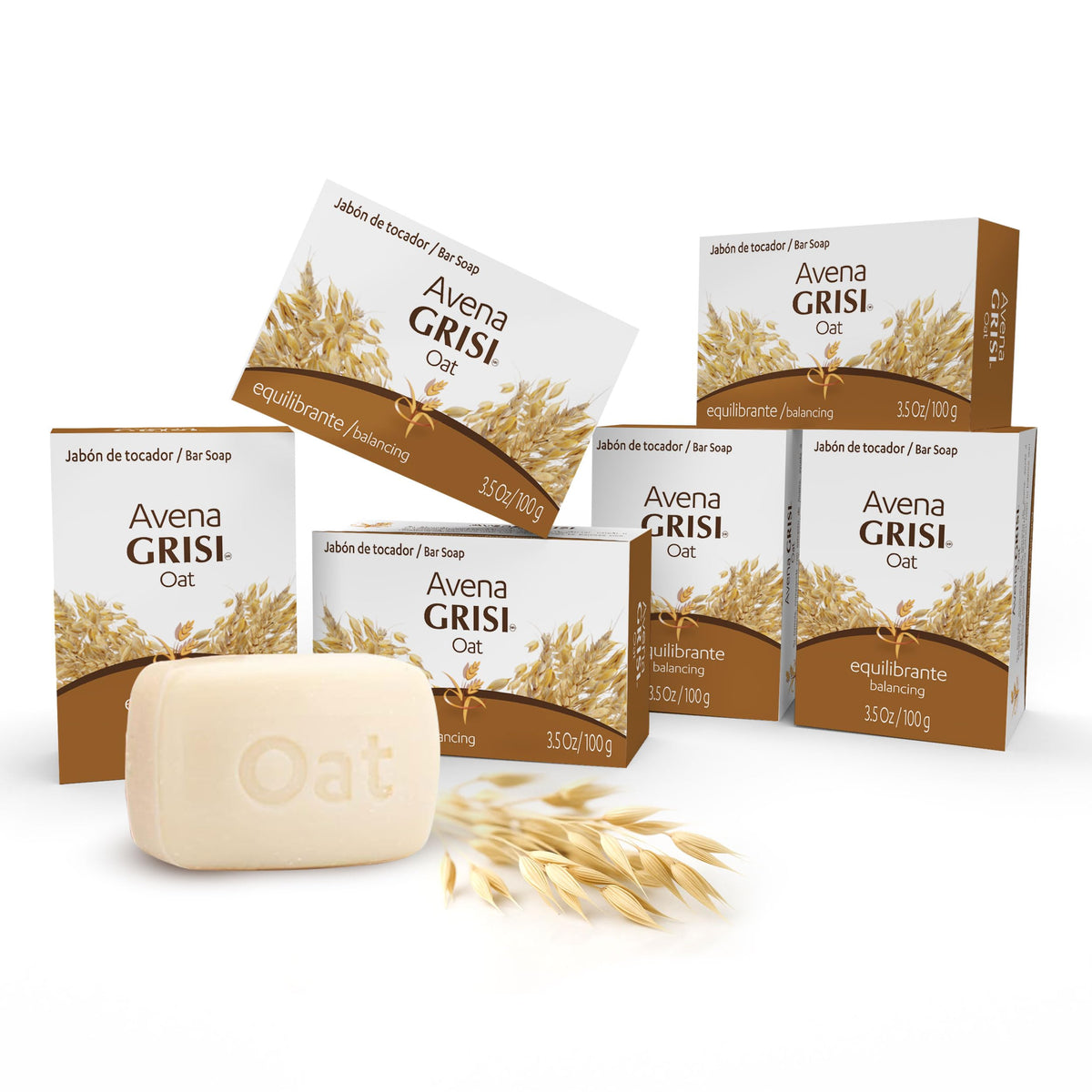 Grisi Jabón de Avena, barra rostro y cuerpo, limpieza suave con hidratación diaria.