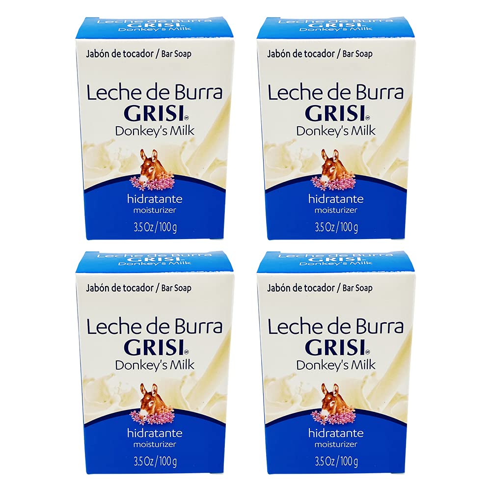 Grisi Jabon Leche de Burra, caja 4-pack para el cuidado diario.