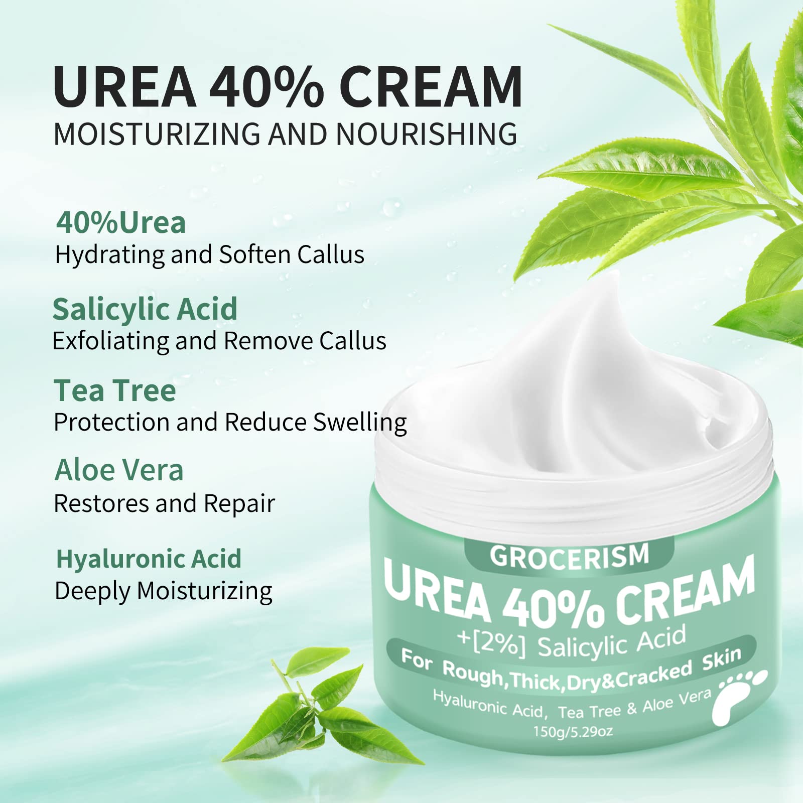 Grocerism Crema Urea 40% para manos, hidratación profunda y reparación de la piel.