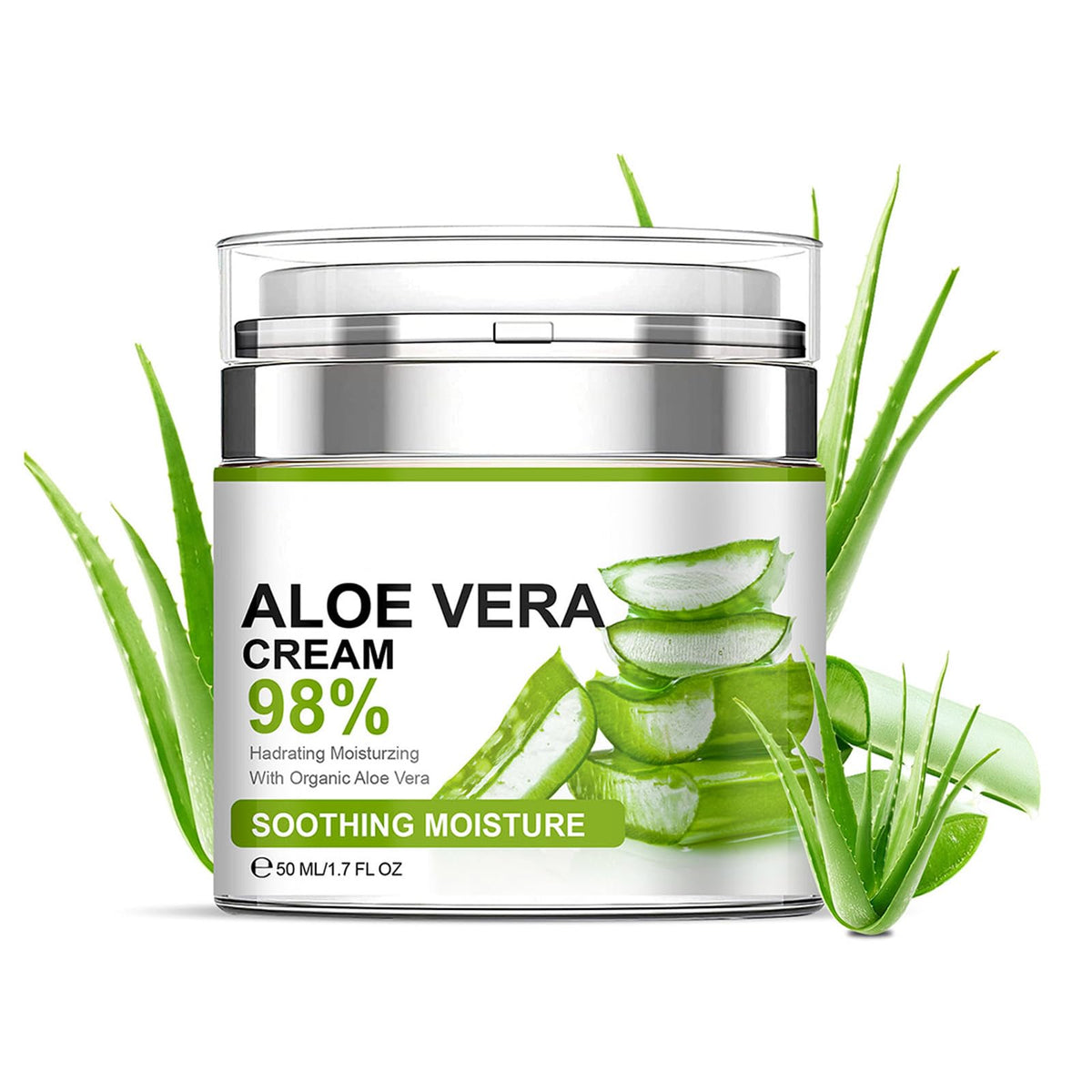 Grospe Aloe Vera 98% crema en envase, hidratación suave para la piel