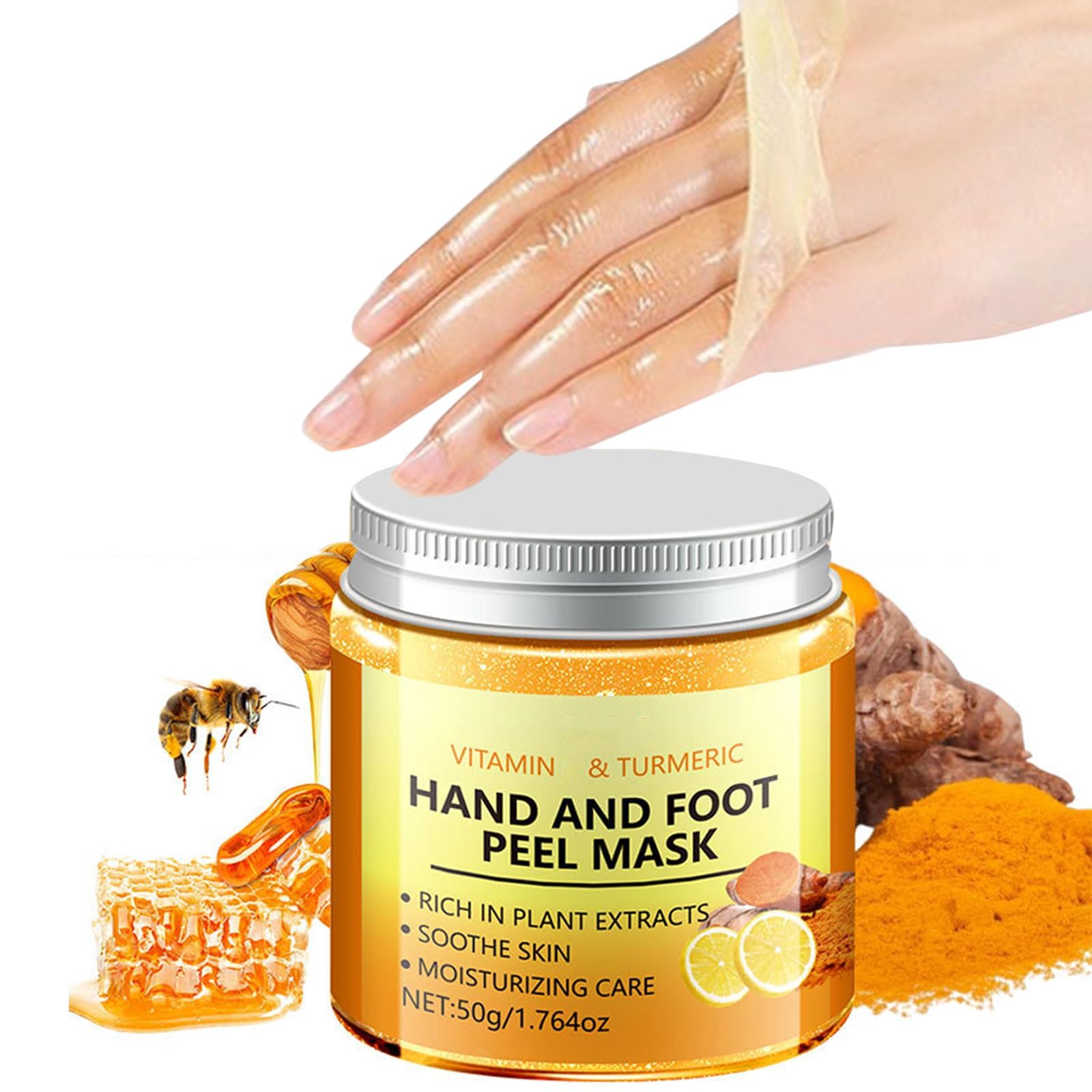 Grospe mascara de cera para manos con cúrcuma: exfolia suavemente y deja piel nutrida.