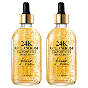 Grospe 24K Gold Serum, frente del frasco, brillo suave para la piel