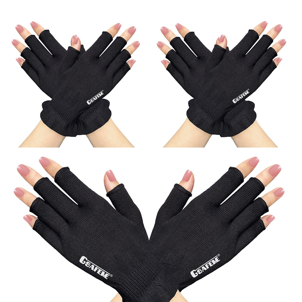 Guantes GSAFEME de algodón eccema dedos libres, confort nocturno para manos secas.