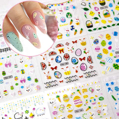GUFUGU diseños Pascua conejo 30 hojas para uñas elegantes.
