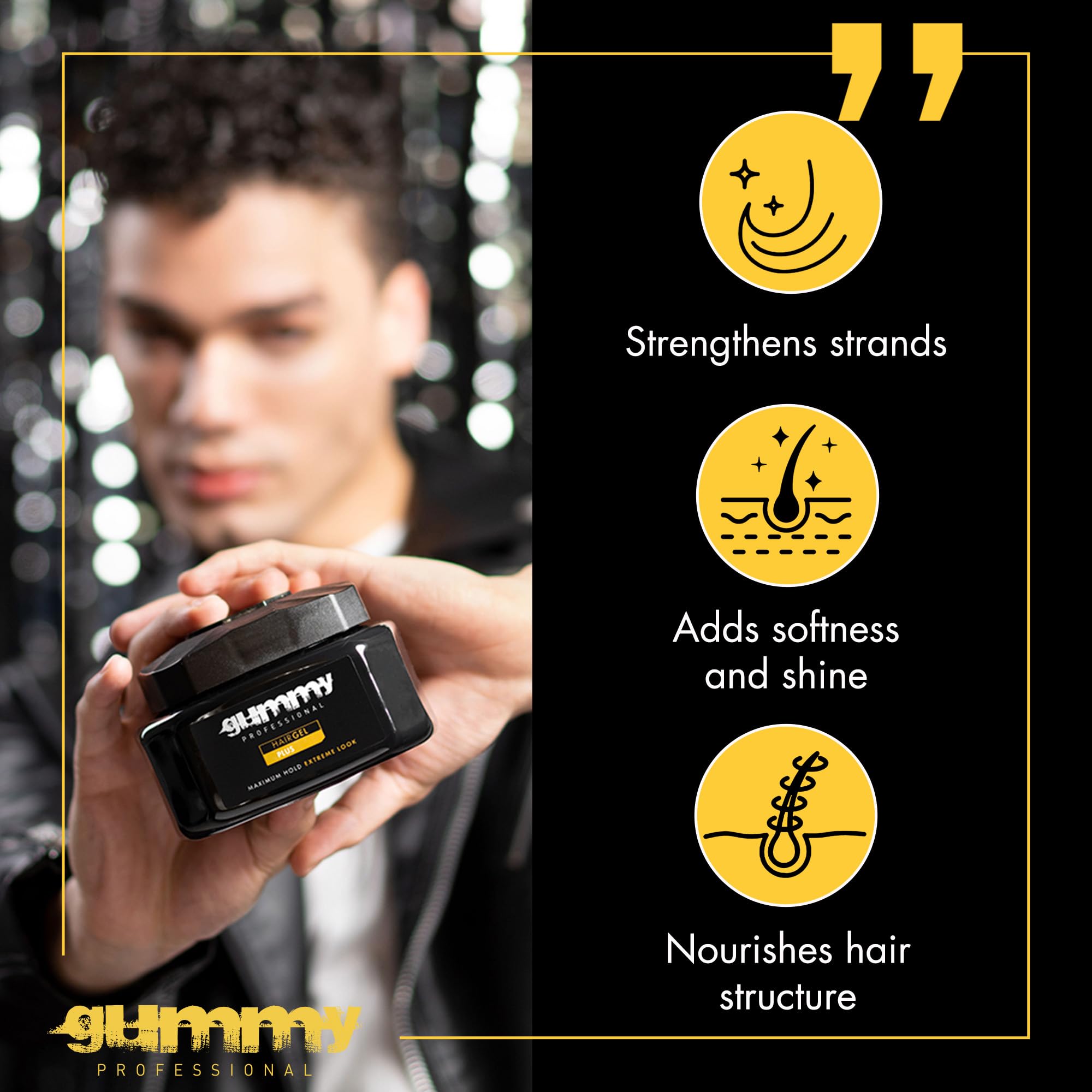 Gummy Professional Plus fijador capilar para rizos definidos con movimiento natural