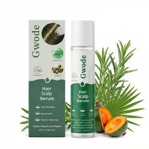 GWODE serum romero cafeína roll-on para cuero cabelludo, favorece aspecto más lleno.