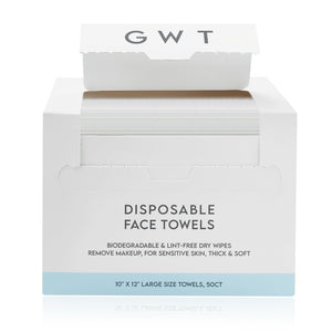 GWT toallas faciales desechables 50 unidades, empaque práctico y suave.