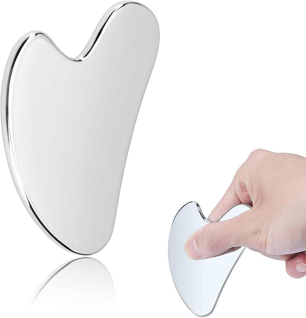 Guasha facial de GYQORPHA para cara en plata, piel más firme y suave.