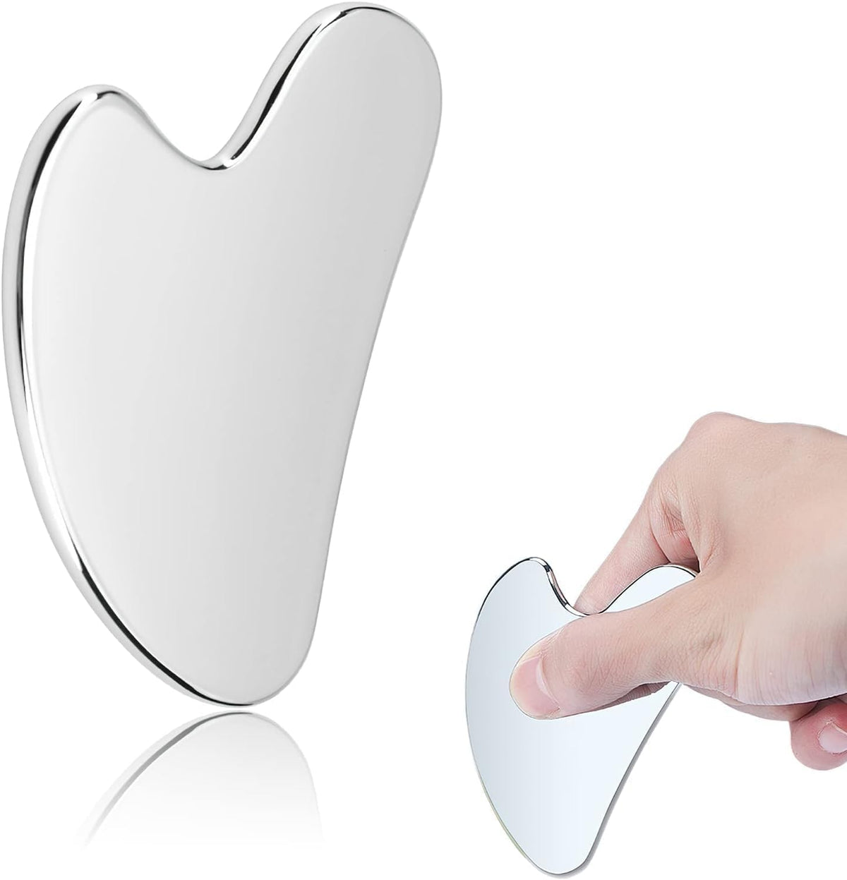 Guasha facial de GYQORPHA para cara en plata, piel más firme y suave.