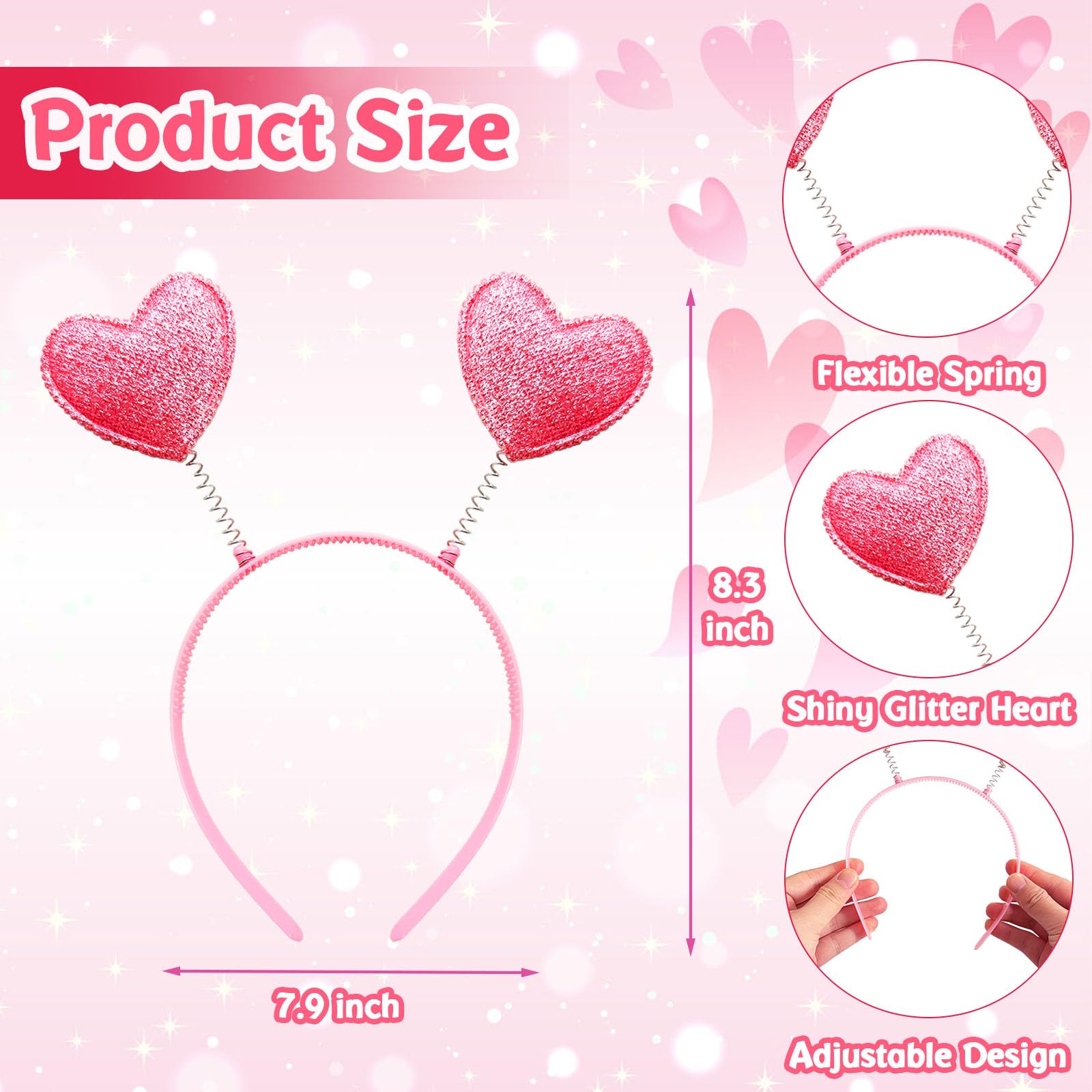 Haawooky gafas corazón rosa brillantes, ideales para posar en San Valentín.