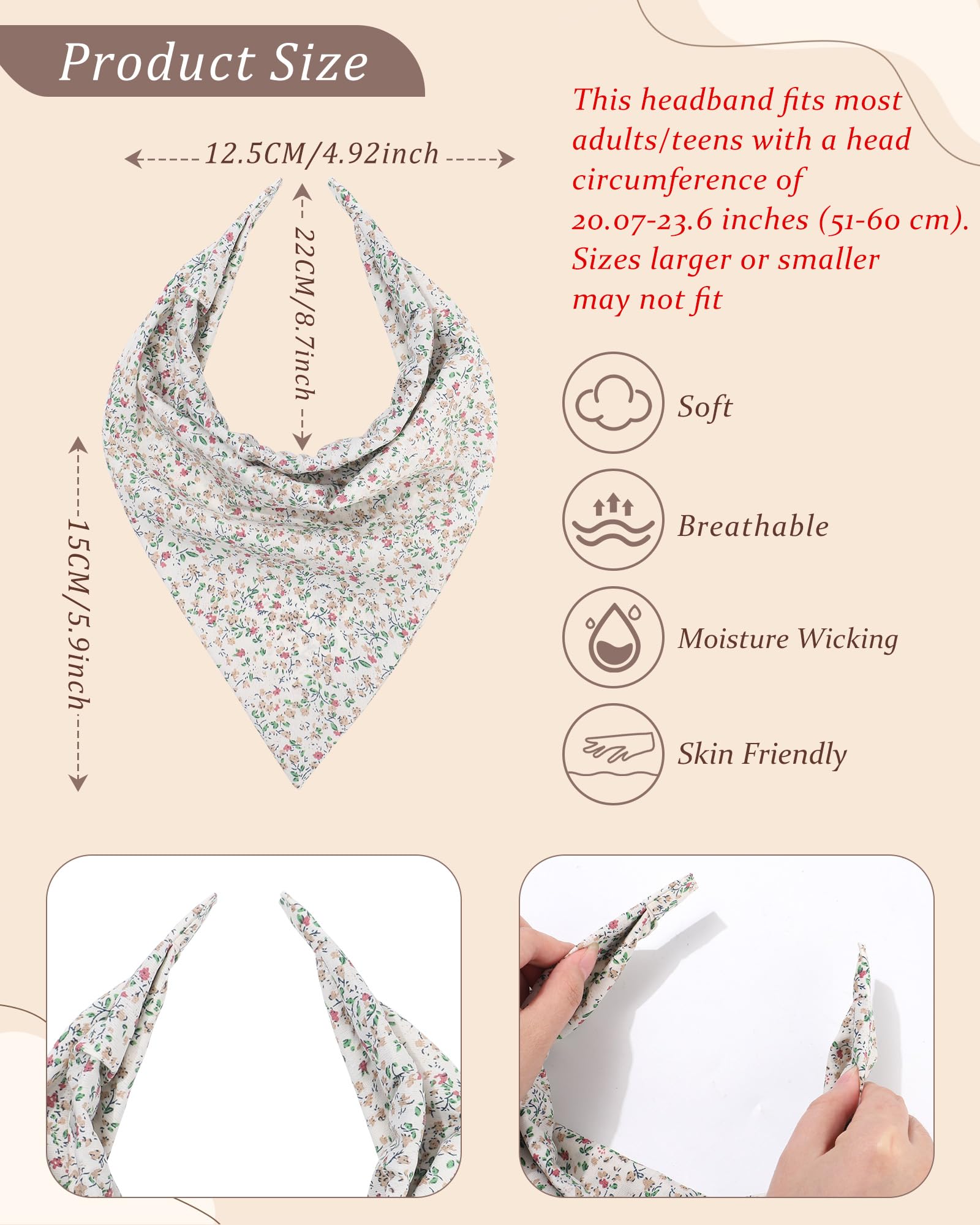 HAIMEIKANG bandana estilo bohemio estampado floral, añade color y estilo diario sin esfuerzo