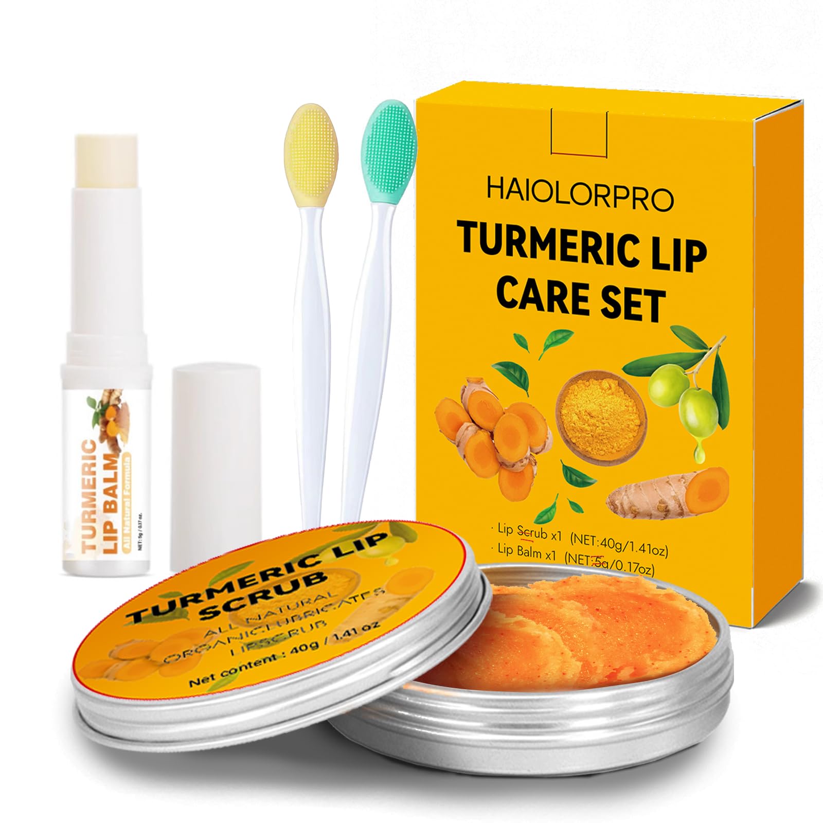 HAIOLORPRO exfoliante labial cúrcuma para suavizar labios secos