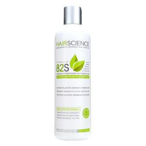 Hair Science Formula 82S, botella vista frontal, cuidado diario para cuero cabelludo equilibrado.