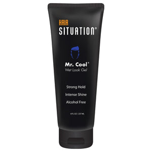 Hair Situation Mr. Cool gel efecto mojado con brillo alto para fijación duradera.