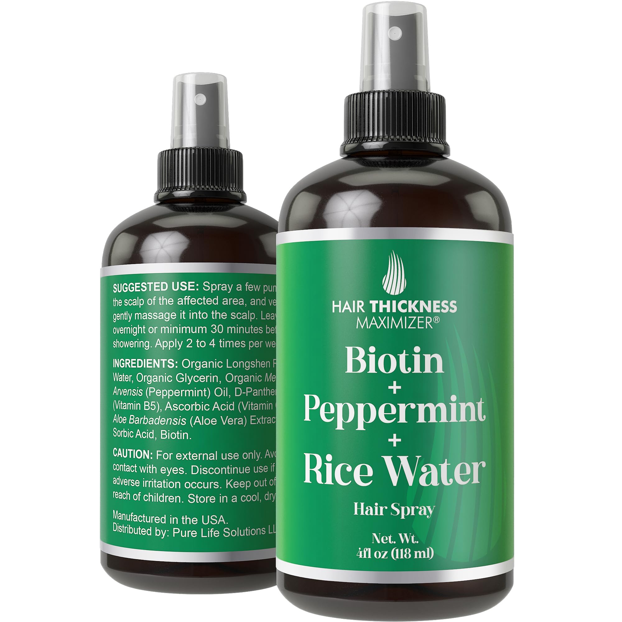 Hair Thickness Maximizer biotina menta spray frasco para cabello saludable