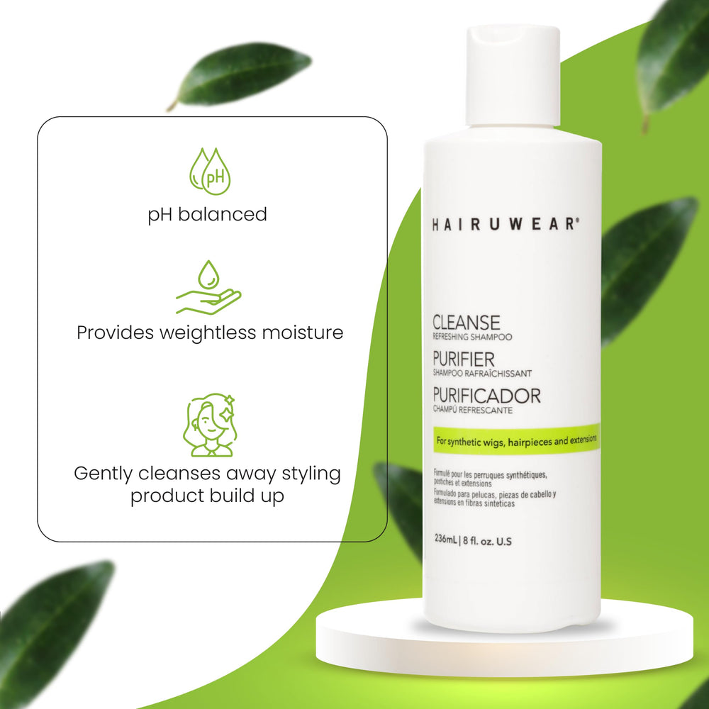 Hair U Wear champú para pelucas sintéticas, elimina residuos de productos de peinado.