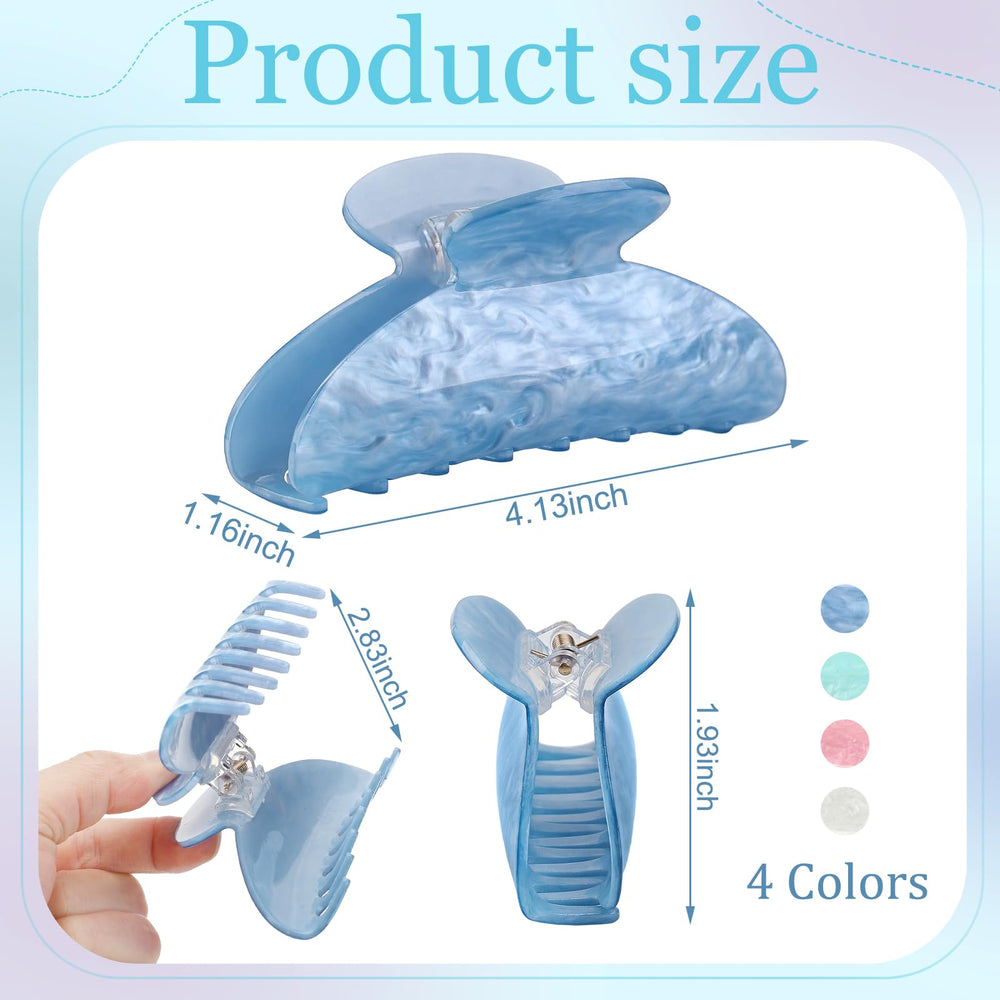 HairChrysm pinza acrílica azul claro 4,2 pulgadas para peinados rápidos y agarre firme