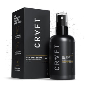 Hair Craft Co CRVFT Sea Salt Spray bottle showing natural finish and light hold.
