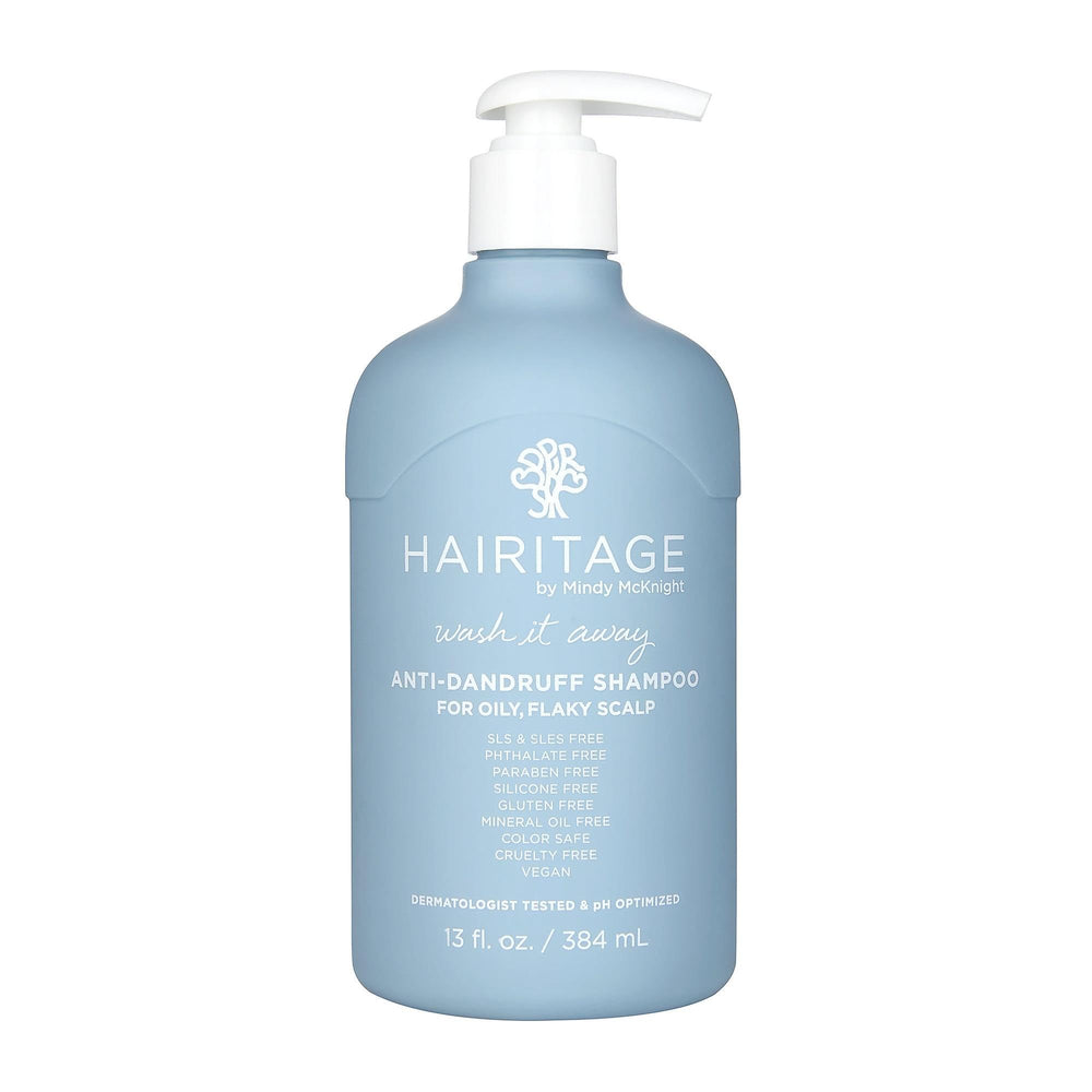 Hairitage Wash It Away: botella vertiendo, experiencia refrescante y control del exceso de grasa.