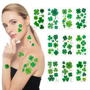 Tatuajes de San Patricio de Hamiutci con conjunto de 6 hojas para fiestas.