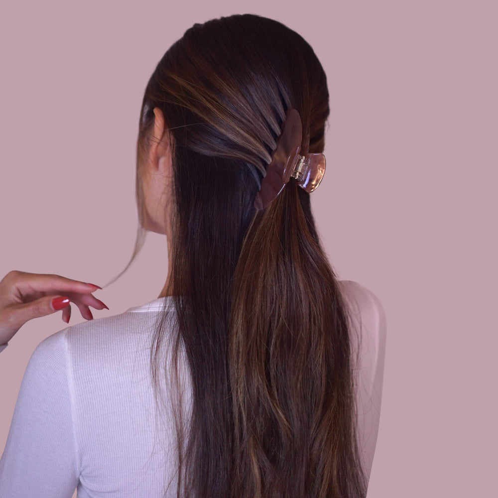 Diseño de lujo Hana Mia pinza acetato moca para cabello suave