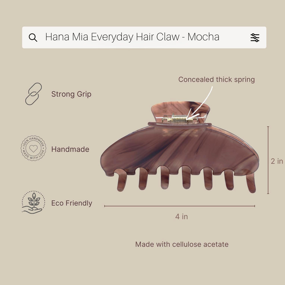 Pinza Hana Mia acetato moca para medio recogido cómodo