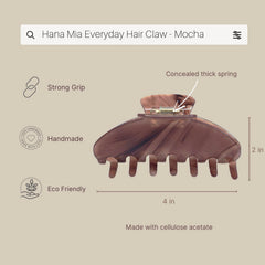 Pinza Hana Mia acetato moca para medio recogido cómodo