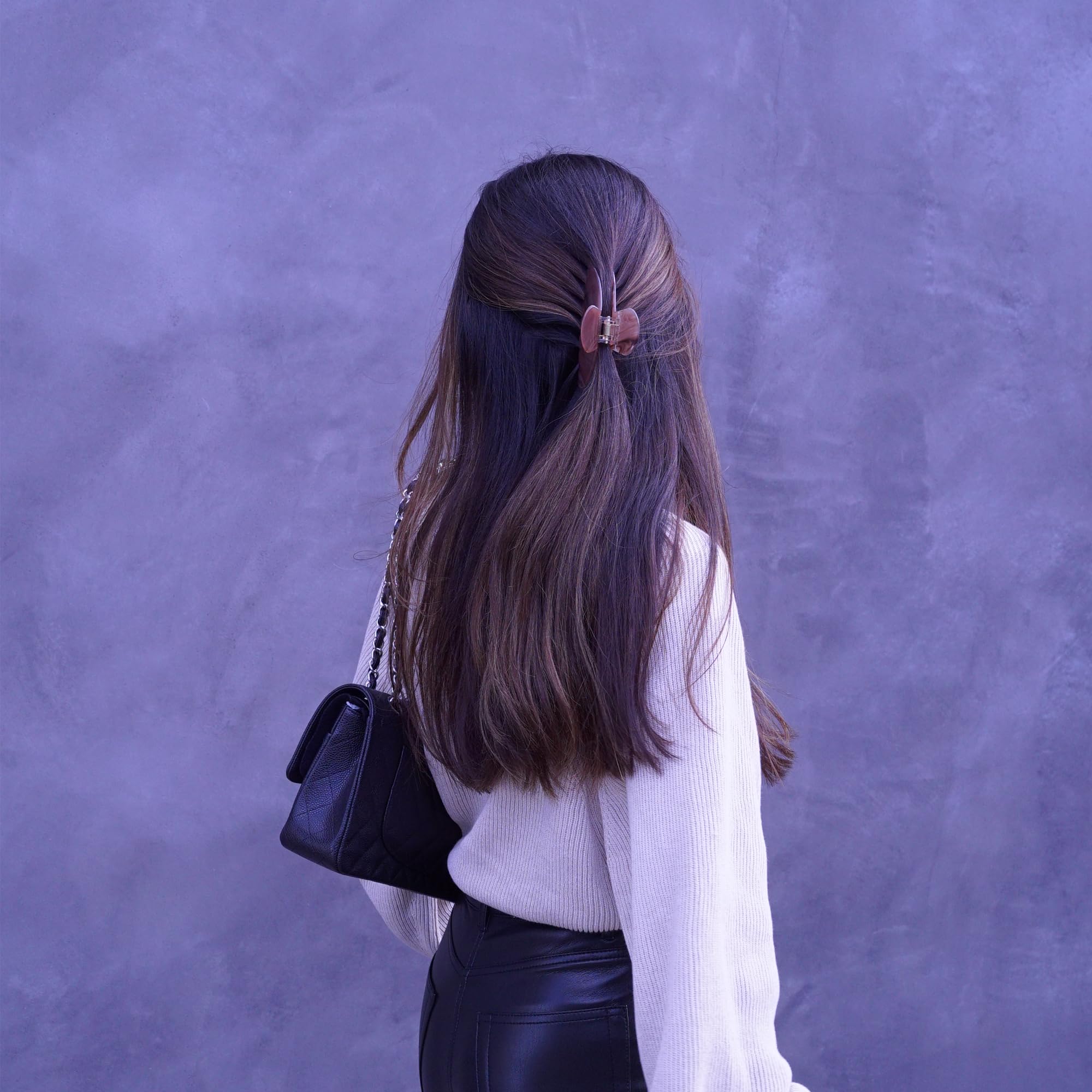 Sujeción firme Hana Mia pinza acetato moca para cabello abundante