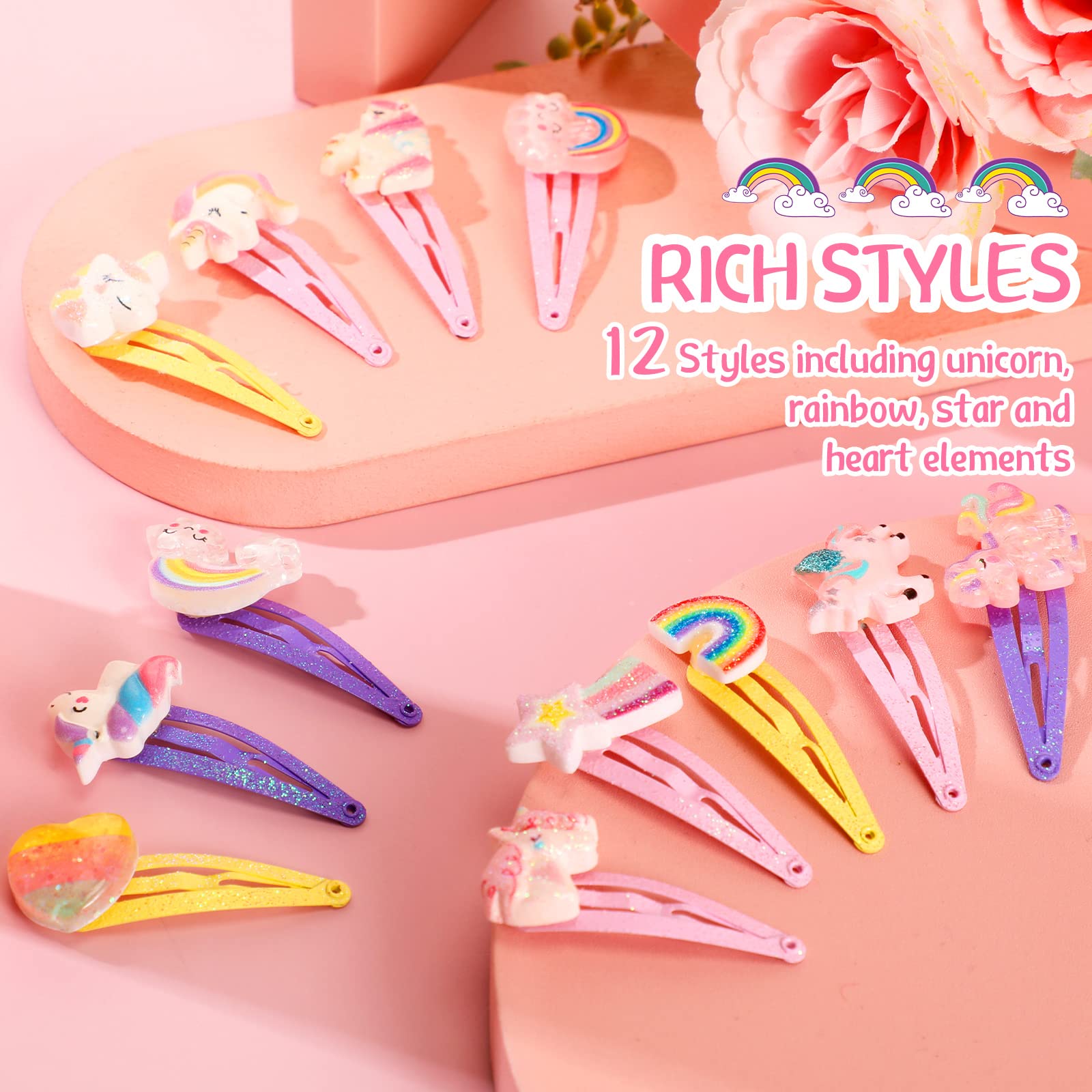 Pinzas Hanaive estrellas resinadas coloridas para crear estilos temáticos.