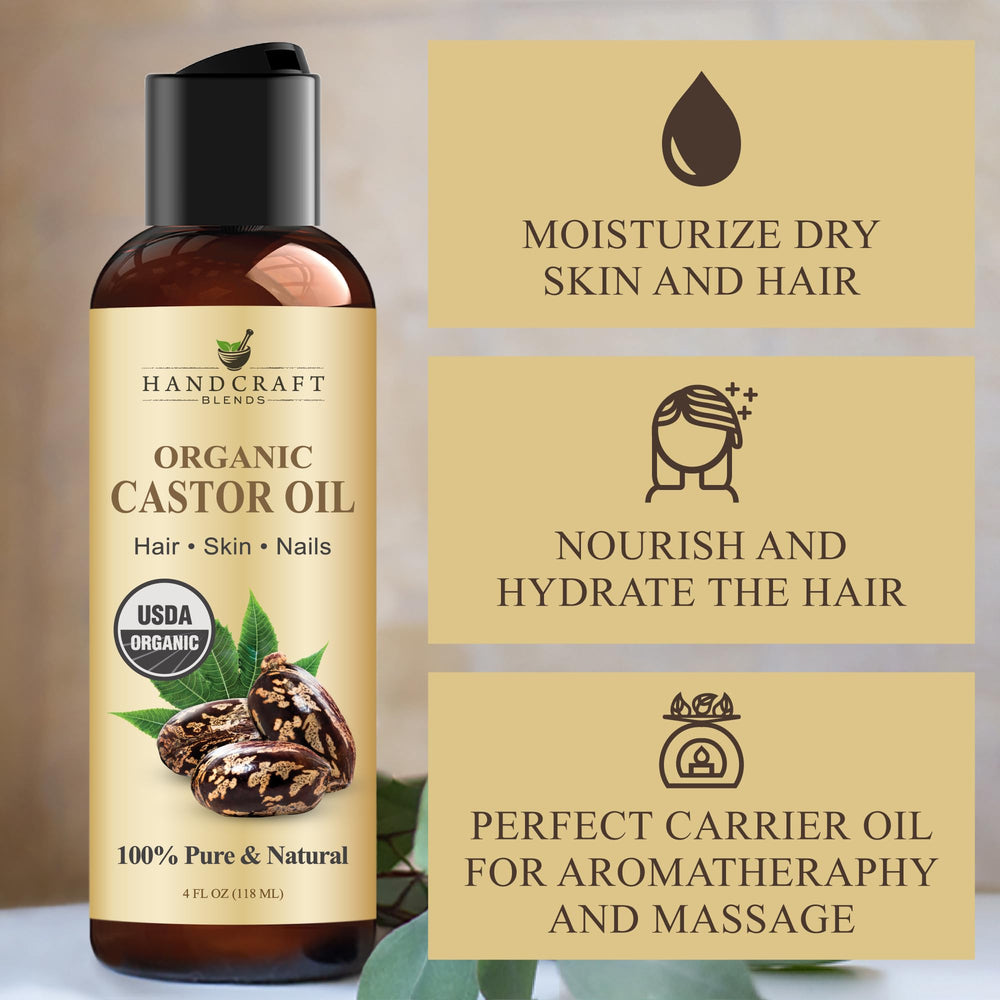 Cuidado del cabello con aceite de ricino orgánico de Handcraft Blends