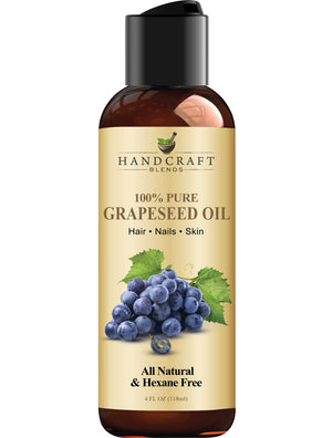 Handcraft Blends Aceite de uva prensado en frío, botella de 4oz, puro y natural.