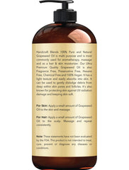 Handcraft Blends Aceite de semilla de uva, aplicación suave para masajes y hidratación