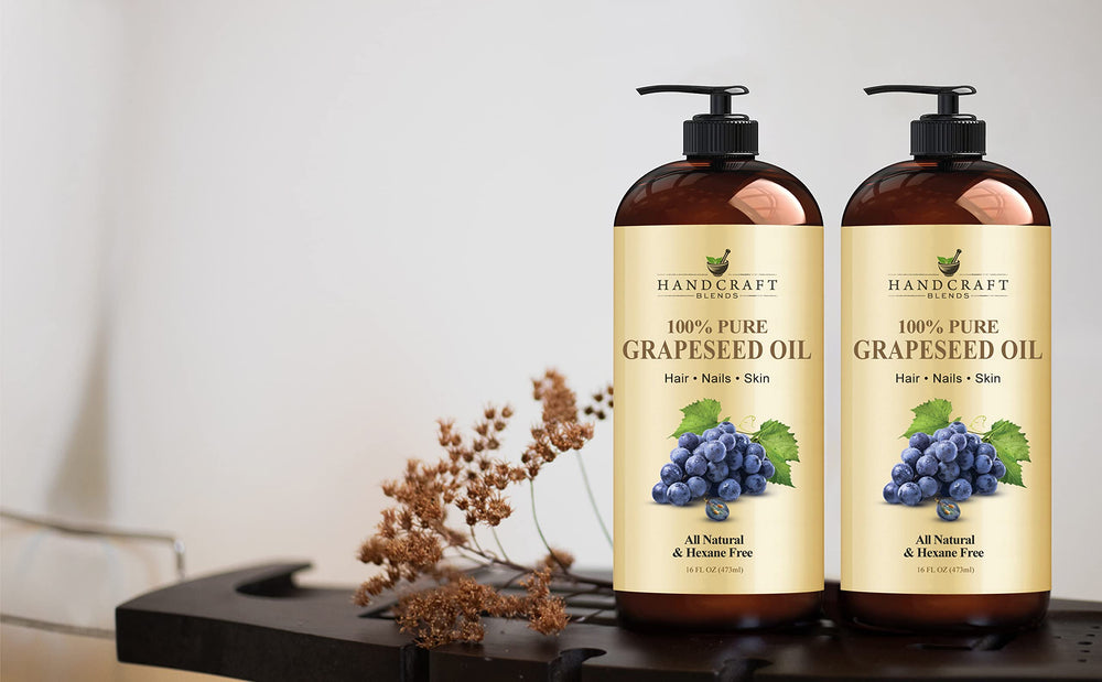 Handcraft Blends Aceite de semilla de uva, prensado en frío y libre de hexano para piel sensible