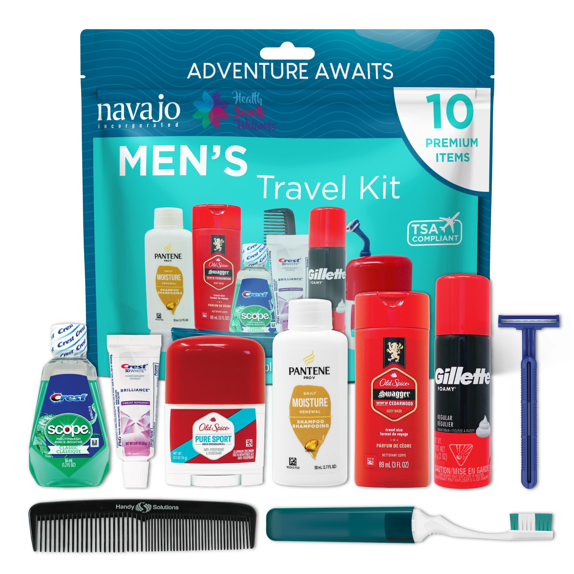 Kit Handy Solutions para viaje con 10 piezas y bolsa reutilizable para organización