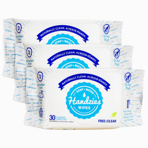 Handzies lote de 3 paquetes de 30 toallitas para limpieza rápida