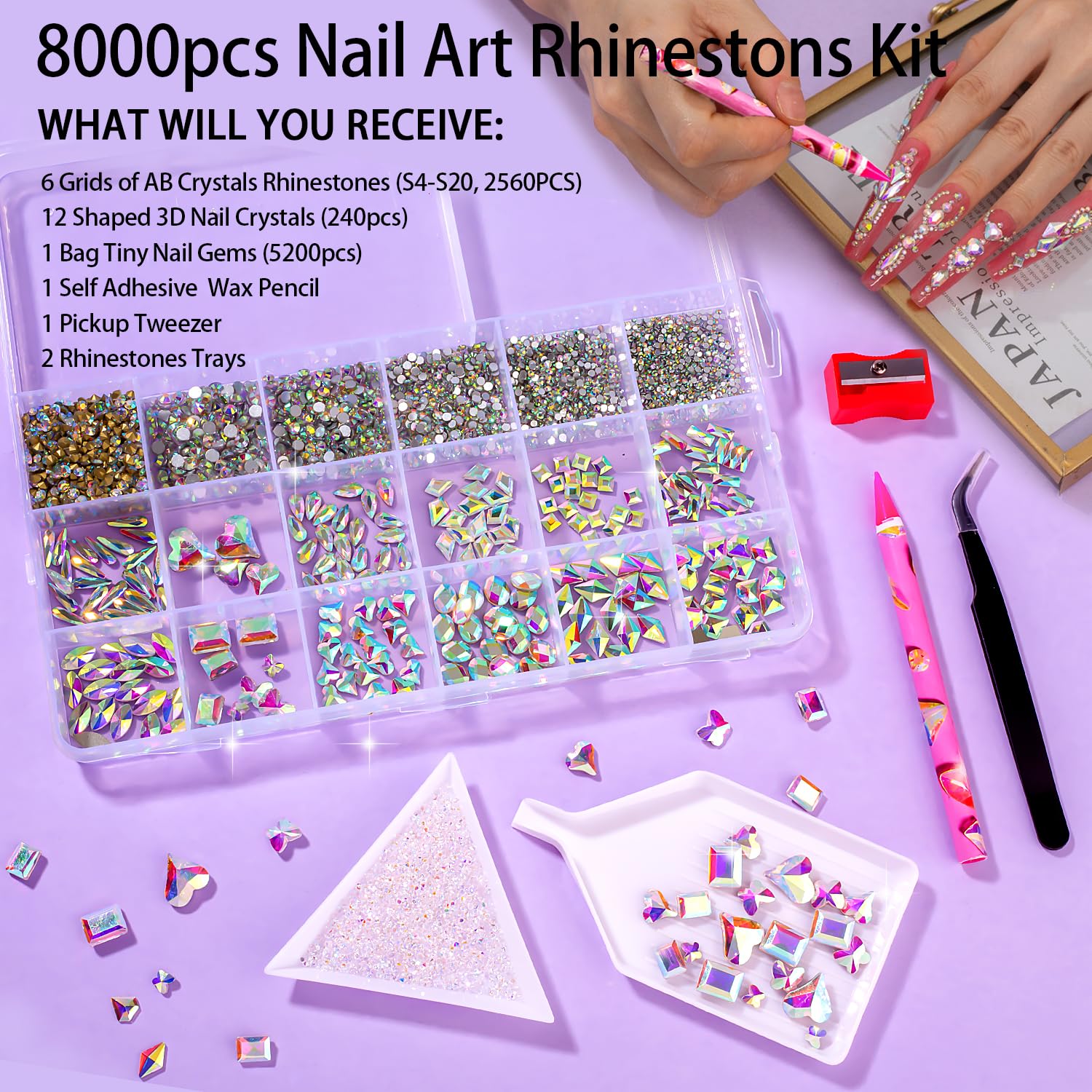 haozher cristales AB para uñas con facetado brillante para realzar diseños