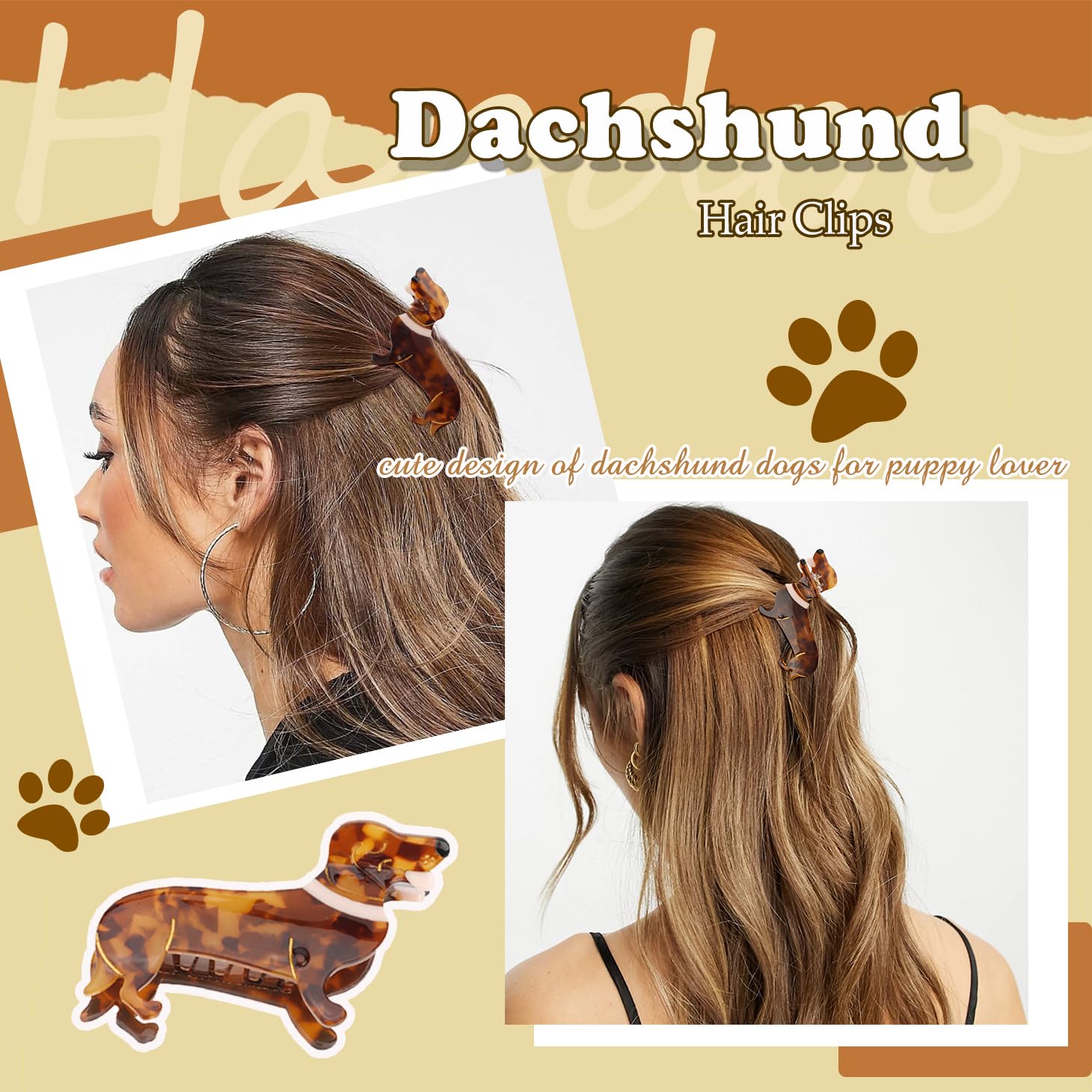 Hapdoo clip dachshund mantiene el peinado con comodidad