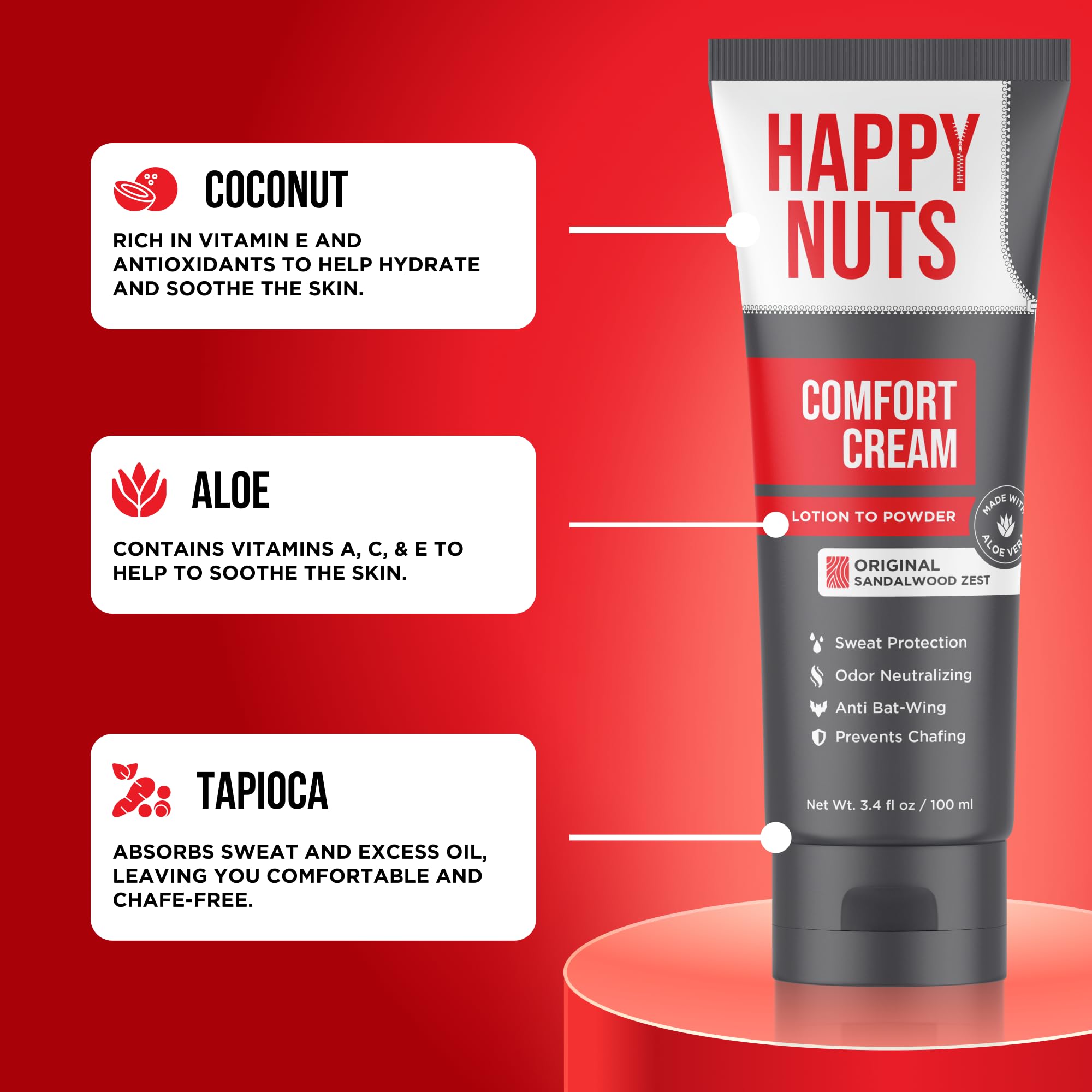 HAPPY NUTS Comfort Cream Deodorant aroma de sándalo original para experiencia agradable.