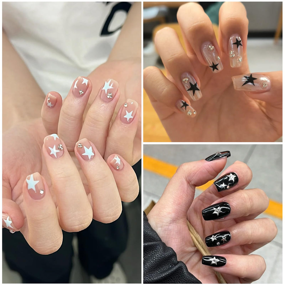 Hariendny arte de transferencia en uñas con estrellas, fácil de usar.
